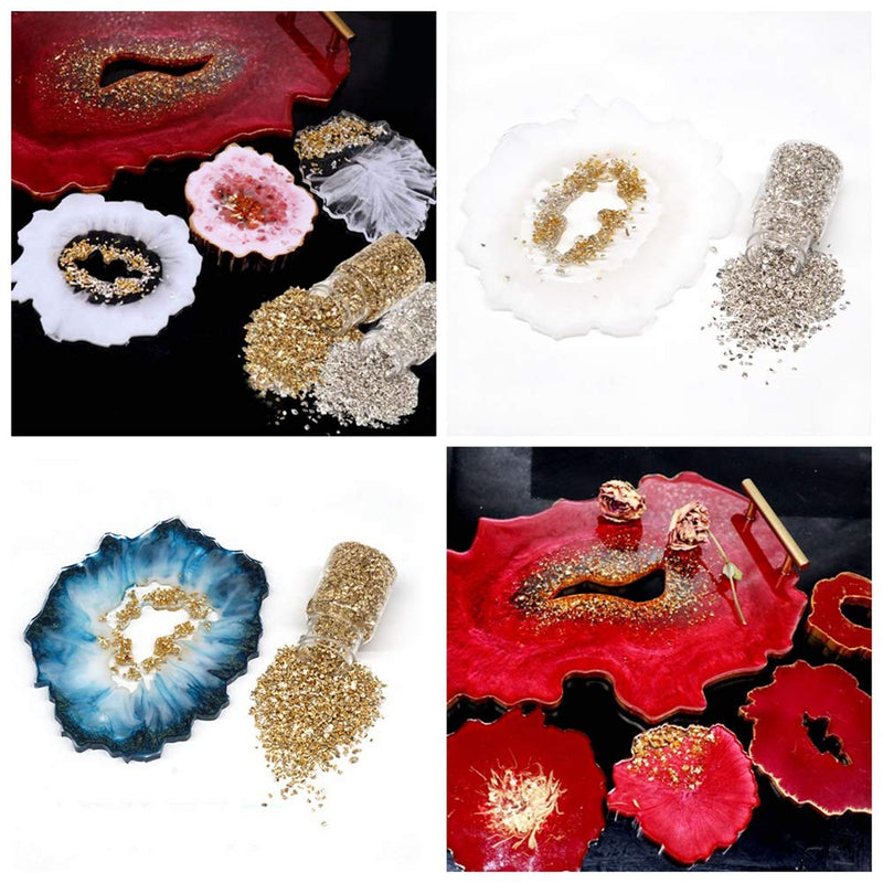 Crushed Glass Irregular Metallic Mini Chips Sprinkles Chunky Glitter Gold 100g 0.5-2.5mm for Nail Arts Craft DIY Vase Filler Epoxy Resin Mold Jewelry Making Decoration (Gold, 0.5-2.5mm) - NewNest Australia
