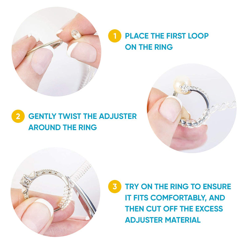 Ring Size Adjuster for Loose Rings - 12 Pack, 2 Sizes - Jewelry Sizer, Mandrel for Making Jewelry Guard, Spacer, Sizer, Fitter - Spiral Silicone Tightener Set with Polishing Cloth - NewNest Australia