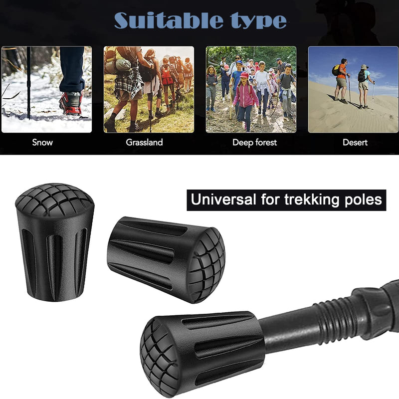 10pcs Walking Stick Rubber Tips,Walking Pole Ferrules With Shock Absorption,Spare Replacement Rubber Cane Tips Protectors Accessories,For Hiking Camping Climbing (11mm,Black) - NewNest Australia