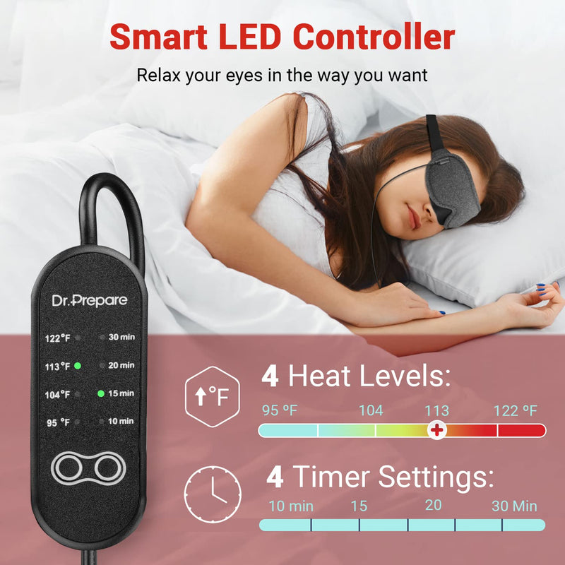 DR.PREPARE Heated Eye Mask, Electric USB Cotton Eye Compress Heating Pad with Smart Temperature & Timer Control, Earplugs for Sleep, Dry Eyes, Blepharitis, Dark Circles and Puffy Eyes - NewNest Australia