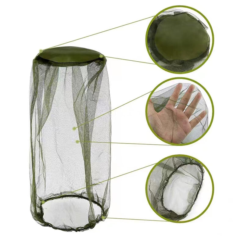 WUDQIJI Head Net Face Mesh Head Cover Pack of 2 Mosquito Net Head Mosquito Cap Head Net Mosquito Protection Hood for Face Protection Outdoor Fishing Camping Hiking (Black, Army Green) - NewNest Australia