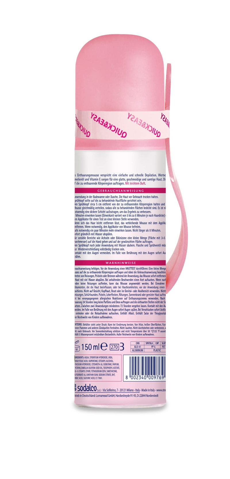 pilca depilatory mousse 'Body', 150 ml spray bottle, gentle hair removal for legs, arms, armpits and bikini area, mousse with camellia oil & vitamin E, including precision spatula - NewNest Australia