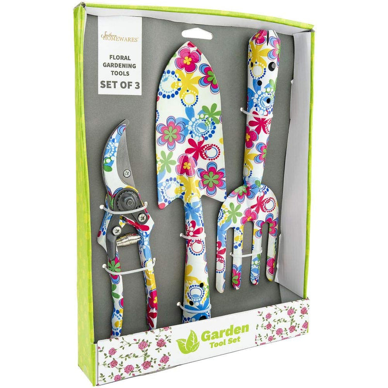 Southern Homewares Floral Design Gardening Tools, Set of 3 Clippers, Trowel, and Weeding Fork - NewNest Australia