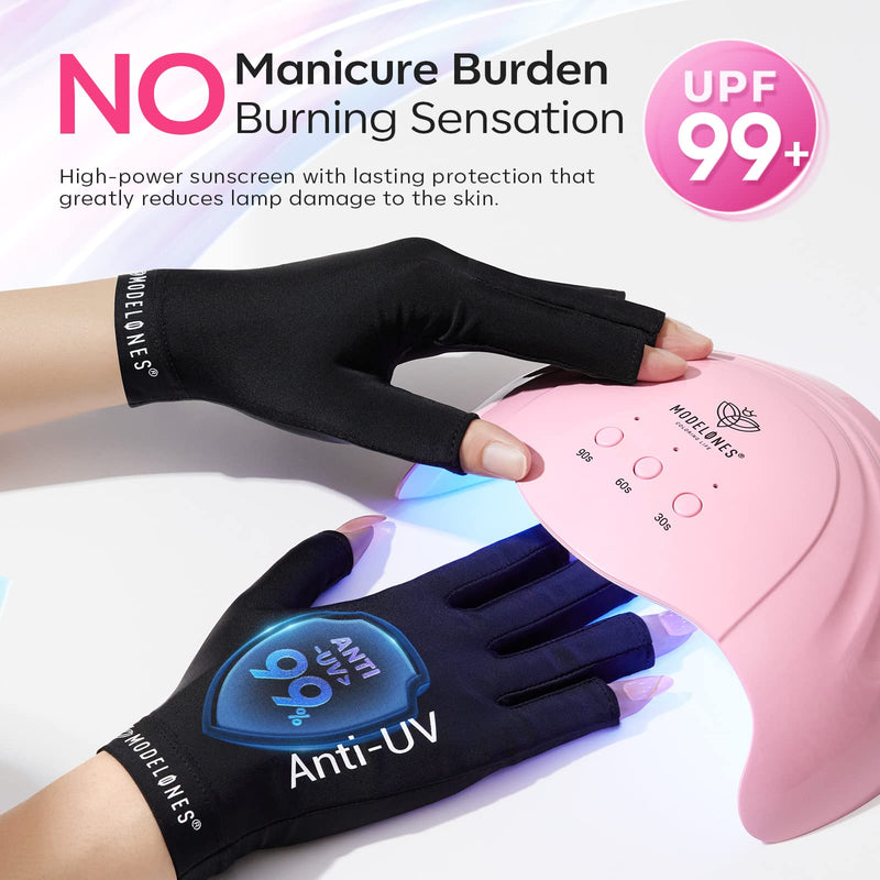 modelones UV Glove for Nails, Professional UPF99+ UV Protection Gloves for Gel Manicures, Fingerless UV Light Gloves for Gel Nails, Anti UV Glove for Gel Nail Lamp, Protect Your Skin from UV Harm - NewNest Australia