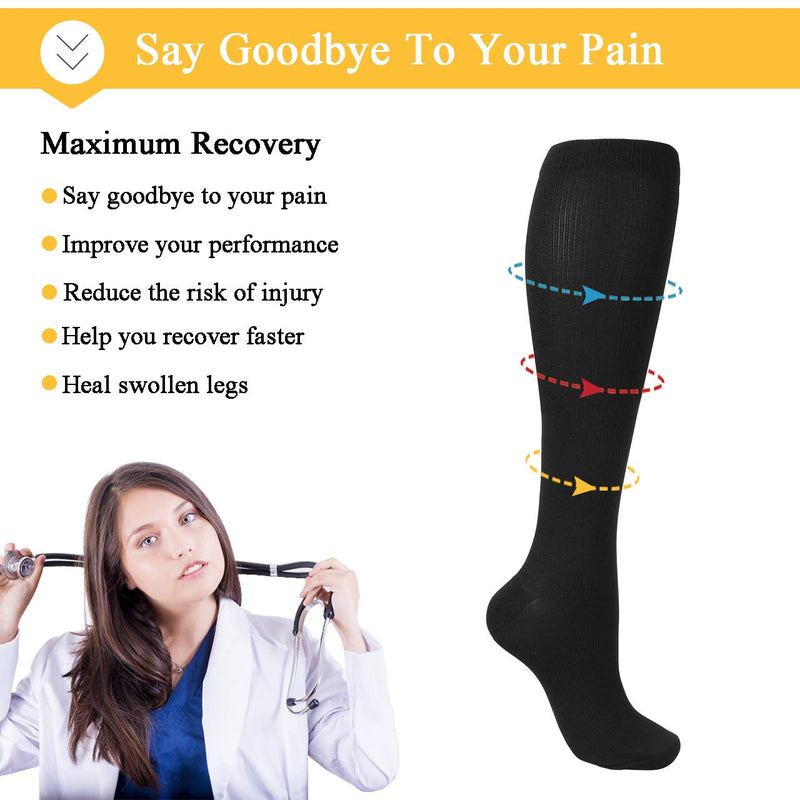 Faletony Compression Socks 20-30mmHg for Men & Women - Best Stockings for Running, Nurses, Athletic, Pregnancy, Flight Travel Skin Color L-XL - NewNest Australia