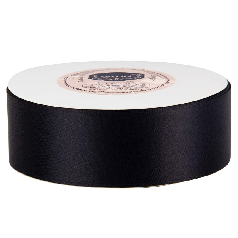 VATIN 1-1/2 inch Wide Double Face Solid Satin Ribbon Roll - 50-Yards ( Black) 1-1/2" x 50 Yards - NewNest Australia