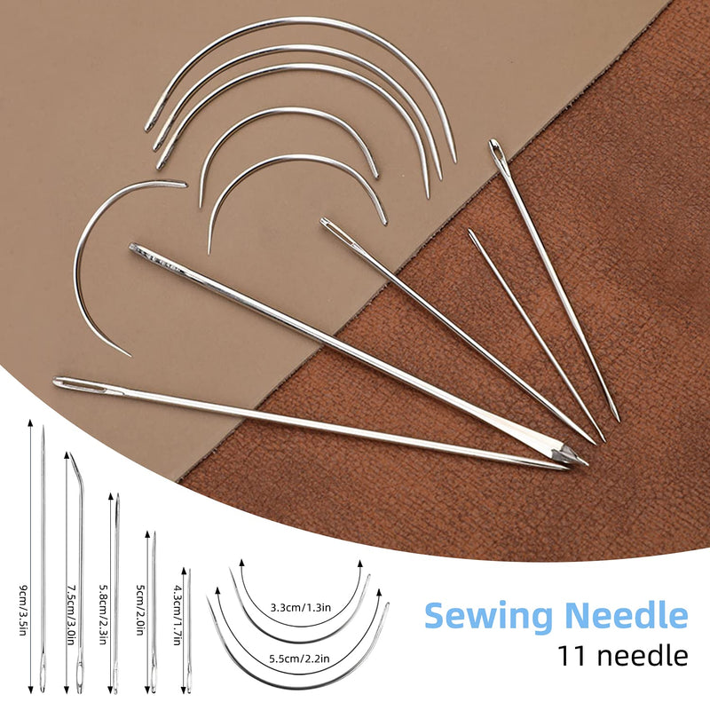 34 PCS Basic Leather Sewing Kit: Upholstery Thread Cord, Leather Waxed Thread with Sewing Awl, Seam Ripper, Tape Measure Large-Eye Stitching Needles for DIY Leather Craft Repair - NewNest Australia