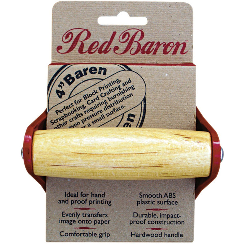 Speedball Red Baron Baren – Comfort Grip Handle and Smooth Plastic Surface - Red, 4 Inches - NewNest Australia