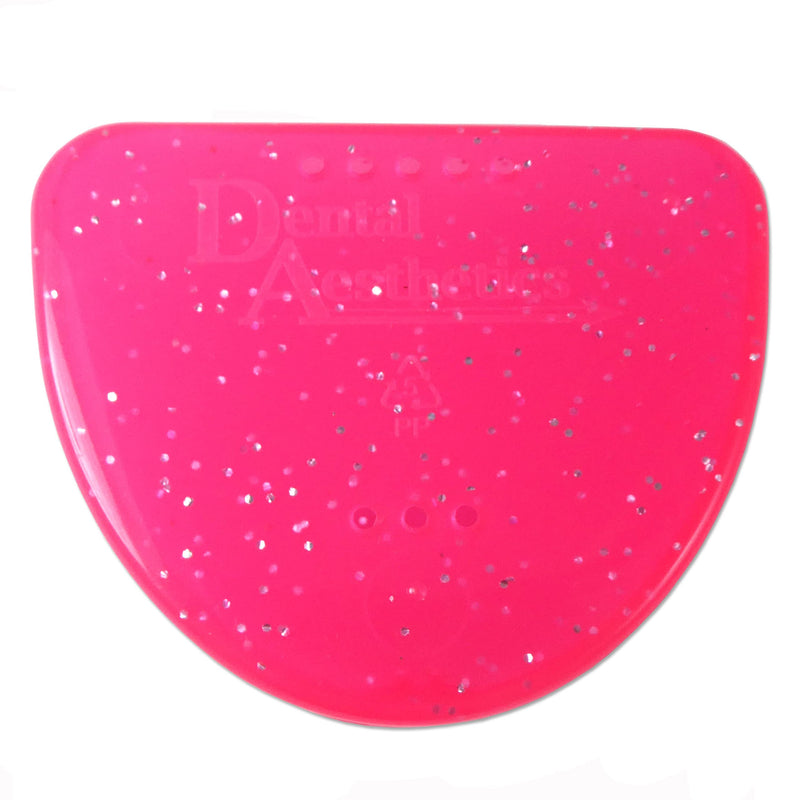 Slim Orthodontic Dental Case x 2 - Colour & Glitter Choices for Retainers, Bleaching Trays, Dentures & More (Glitter Pink & Glitter Purple) Glitter Pink & Glitter Purple - NewNest Australia
