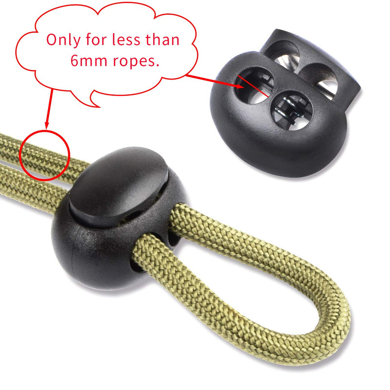DYZD Plastic Cord Lock End Toggle Double Hole Spring Stopper Fastener Slider Toggles End (Black,10 PCS) Black - NewNest Australia