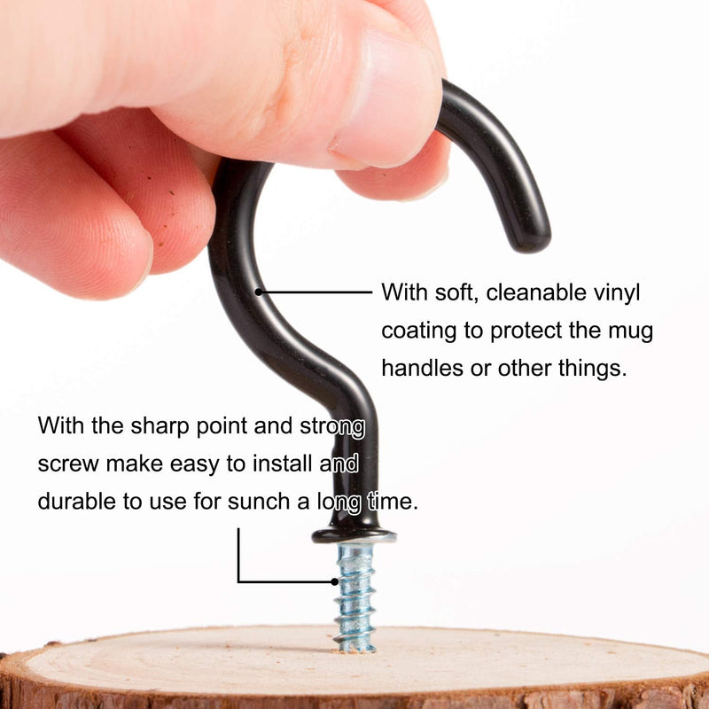 50 Pack Ceiling Hooks 1-1/4inch Plants Hooks Screw-in Wall Hooks, Cup Hooks Vinyl Coated Kitchen Hooks for Outdoor and Indoor Use (50 PCS) - NewNest Australia