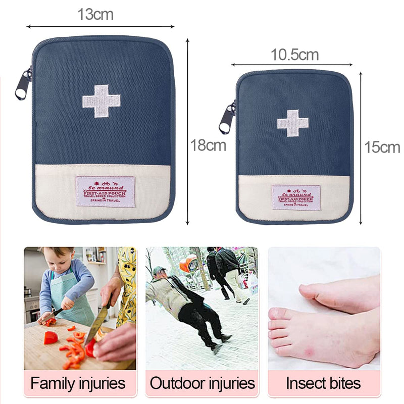 Travel Mini First Aid Bag, 2 Pieces Portable Mini First Aid Kit Storage Bag For Medicine Boxes, Reusable Medical Kits Empty Rescue Bag For Camping Hiking Emergency Blue - NewNest Australia