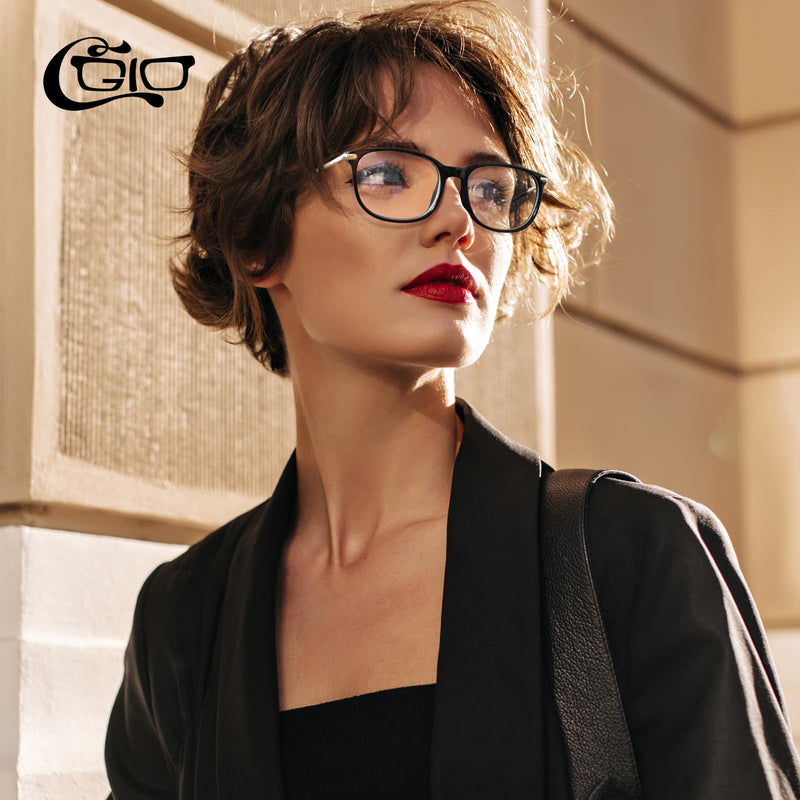 CGID CN79 Classic nerd glasses ellipse 40s 50s panto glasses vintage look clear lens glossy black - NewNest Australia