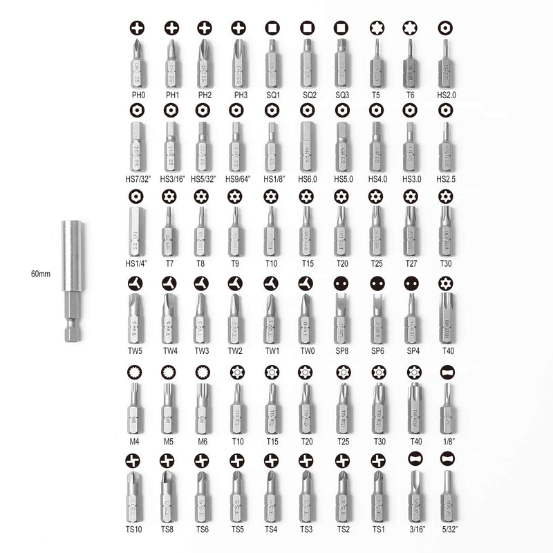 Protorq High Qualiy Security Bit Set, 61-Piece, S2 Steel, Temper Proof Bits, for home electoronics, vehicles, military, aerospace applications 61pc security bit set - NewNest Australia