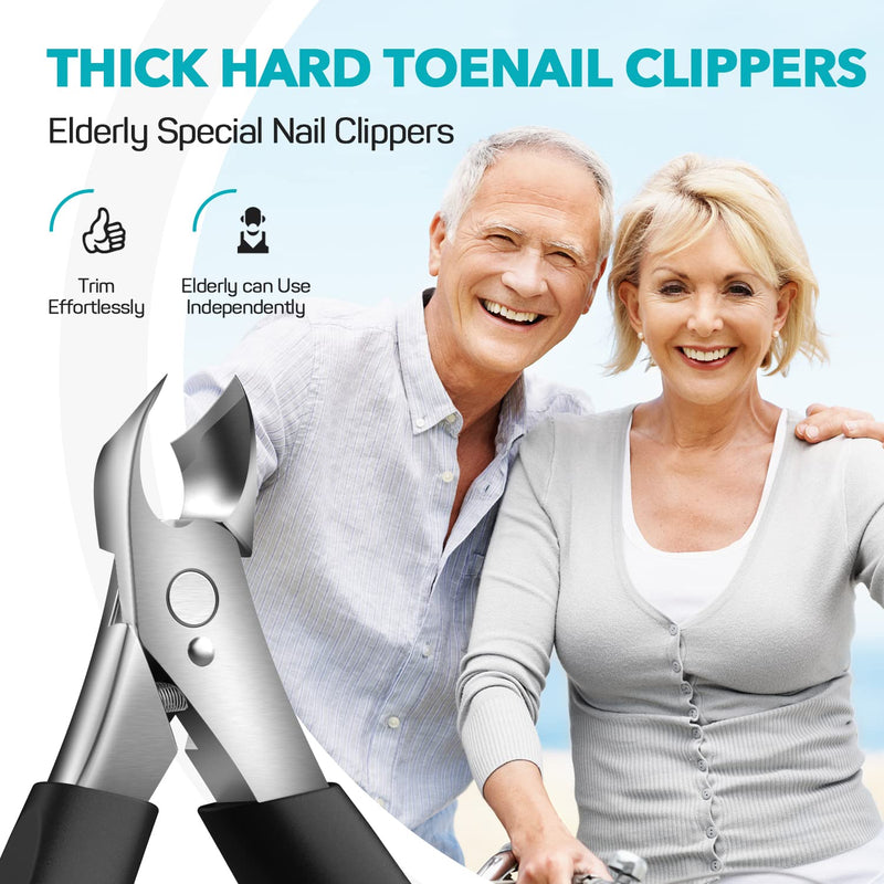 Toenail Clippers for Thick Nails - Heavy Duty Professional Thick & Ingrown Toe Nail Clipper for Men & Elderly, Large Toenail Scissors for Seniors/Mens/Women,Long Handle Safety Strong RONAVO(Black) Think toenails(Black) - NewNest Australia