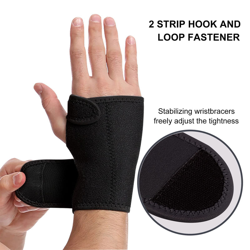 Wrist Splint Support Brace Compression Wrist Brace Elastic Adjustable Carpal Tunnel Support with Metal Strip for Sports, Fitness, Arthritis, Tendonitis One Size Single (Left Hand, Black) Left Hand - NewNest Australia