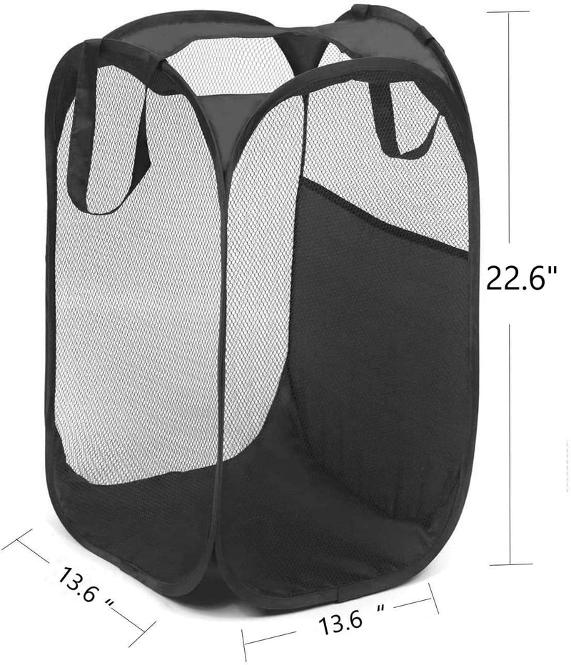 Nvatorfox 2 Pack Pop Up Storage and Laundry Hamper, Mesh Popup Laundry Hamper Portable, Durable Handles Collapsible for Storage and Easy to Open, for The Kids Room, College Dorm or Travel (Black) Black - NewNest Australia