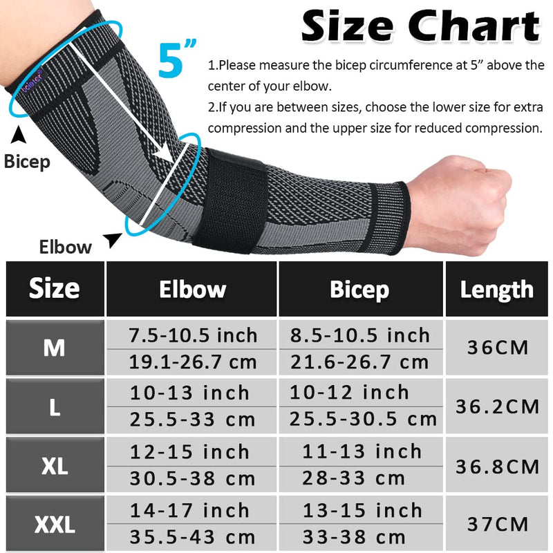Beister Compression Elbow Support For Men & Women (Pack Of 2), Thick Arm Bandages With Velcro Fastening & Silicone Strips, Medical Compression Sleeves For Tennis Elbow, Arthritis, Varicose Veins, Lyhedema - NewNest Australia