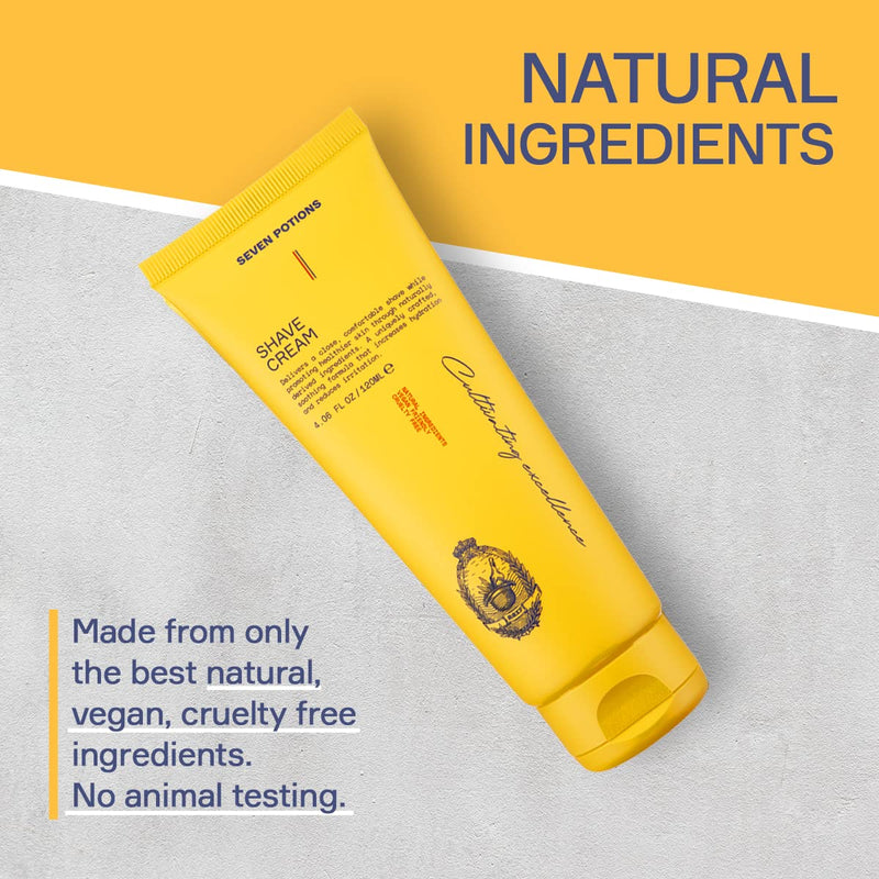 Seven Potions Lathering Shaving Cream for Men – Smooth, Irritation-free Shave – Soothing, Hydrating, Moisturising Shave Soap – Natural, Vegan, Cruelty-Free (120ml) - NewNest Australia