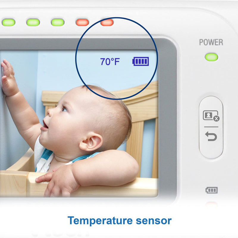 VTech VM320 Video Baby Temperature Monitor, Invisible Night Vision, Soothing Sounds, 2-Way Talk Intercom, Secured Transmission, 2.4" Color LCD Screen with Fixed Camera, Smart Choice Product 2.4" screen - NewNest Australia