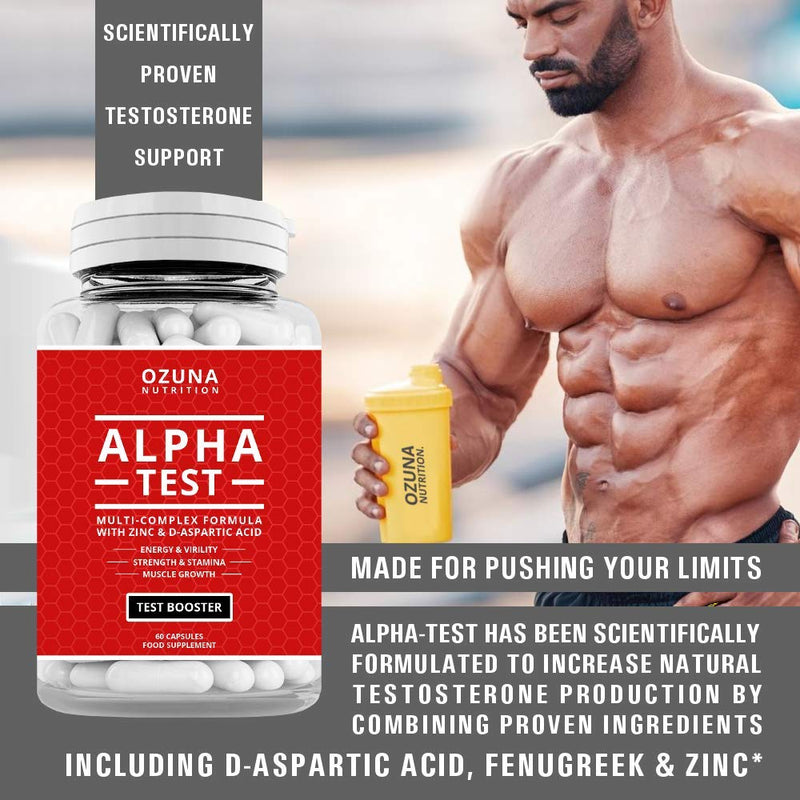Alpha Test Testosterone Booster for Men for Strength Energy Performance Stamina Reduces Fatigue | Healthy Test Levels with Fenugreek, D-Aspartic Acid, Maca, Zinc, Tribulus Plus More | One Month Supply - NewNest Australia