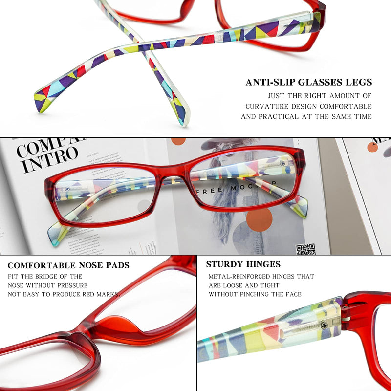 5 Pack Computer Reading Glasses Men and Women Anti Eyestrain Blue Light Blocking Glasses for Reading 5 Mix-3 0.0 x - NewNest Australia
