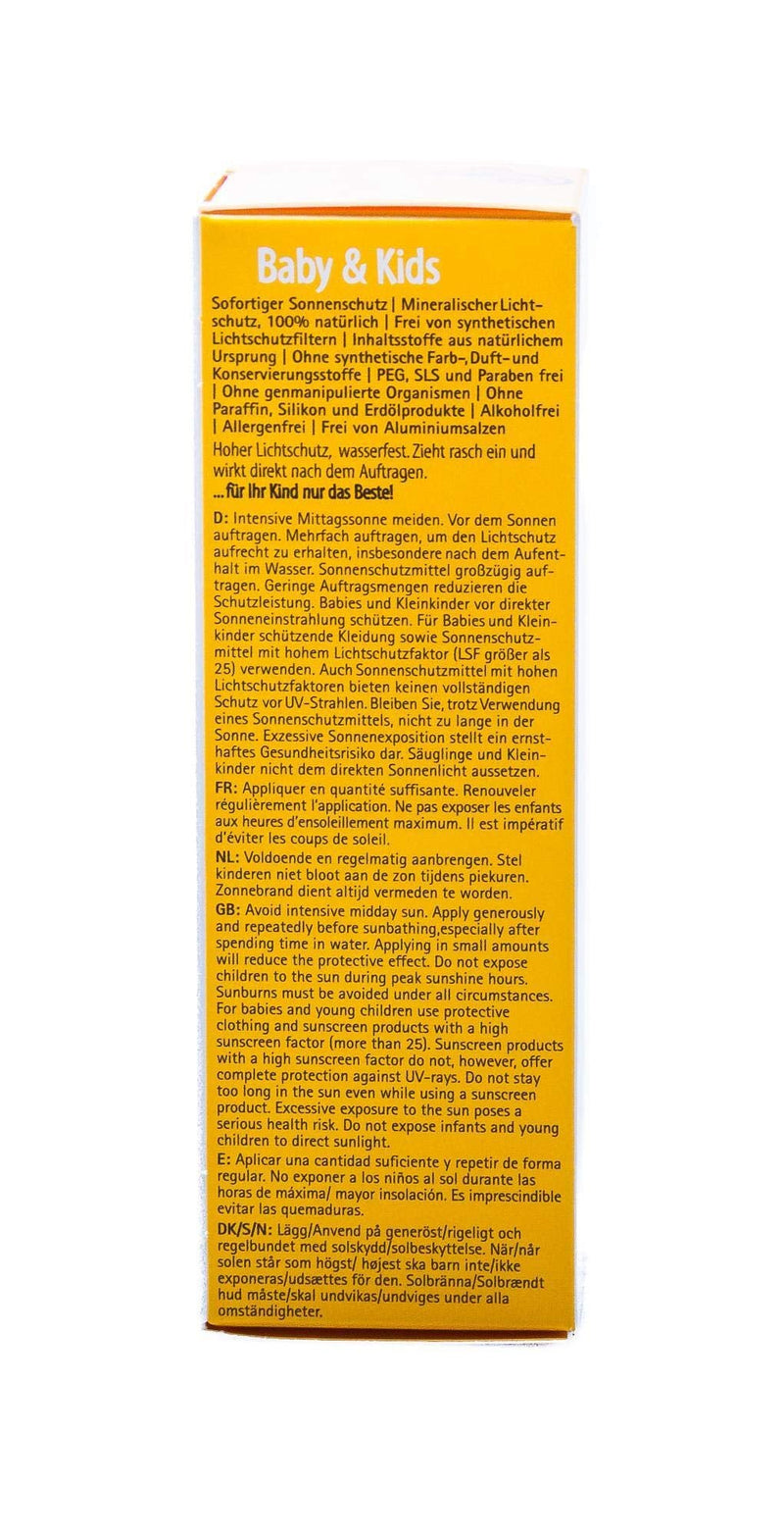 eco cosmetics Baby sun cream SPF45, waterproof, vegan, without microplastics, natural cosmetics for face and body, 1 x 50ml 50 ml (pack of 1) - NewNest Australia