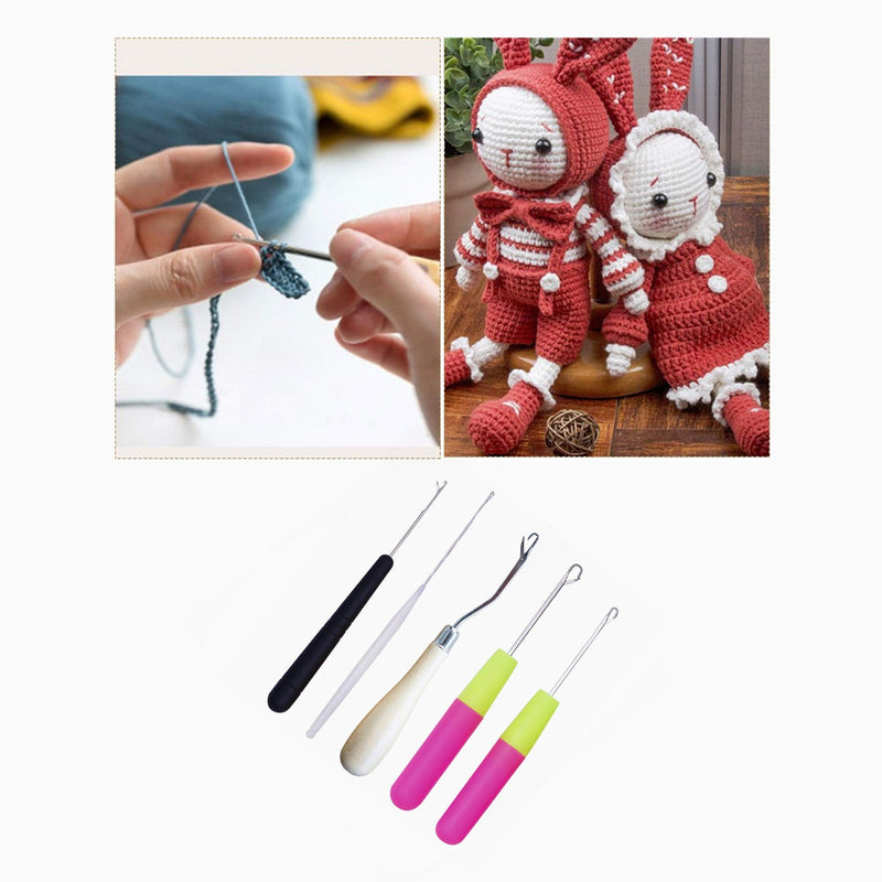Pack of 5 Different Sizes Latch Hook Crochet Needle Hook Tools for Braid Hair, Scarf Carpet Making and Other Crafts - NewNest Australia