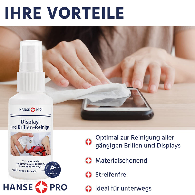 HANSE PRO glasses cleaner, 1 x 50 ml I glasses care I cleaning spray I quick and streak-free cleaning of glasses and display surfaces I ideal for on the go 50.00 ml (pack of 1) - NewNest Australia