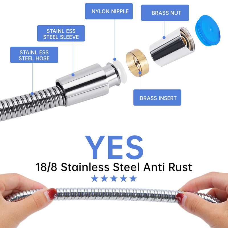 Shower Hose with Shower Arm Bracket,69 inch Stainless Steel Shower Hose Replacement,Adjustable Handheld Shower Arm Holder Shower Head Holder,Flexible Shower Head Hose and Holder with Brass Ball,Chrome - NewNest Australia