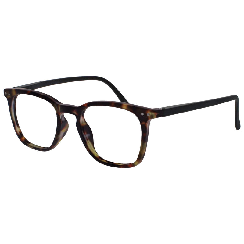 OPULIZE Bex Reading Glasses Pack of 2 Large Square Cool Designer Frame Spring Hinges Scratch Resistant Matte Brown Tortoiseshell Men Women RR64-2 +1.50 Matte Brown Tortoiseshell with Black Arms +1.50 Diopters - NewNest Australia