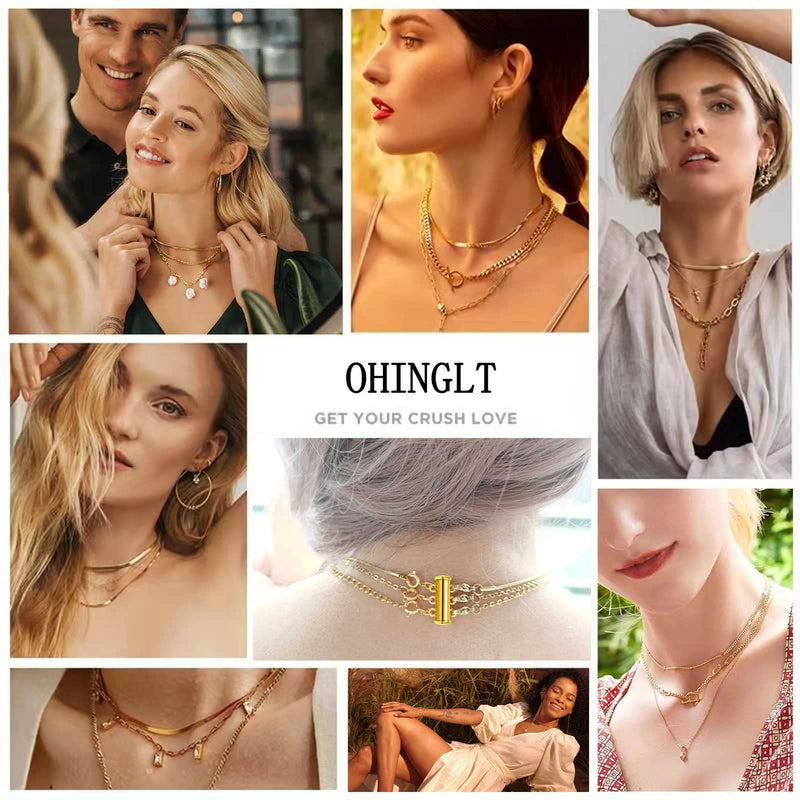 Layered Necklace Spacer Clasp,Magnetic Slide Clasp Lock Necklace Connector Multi Strands Slide Tube Clasps 4PCS Lobster Clasp Gold and Silver - NewNest Australia