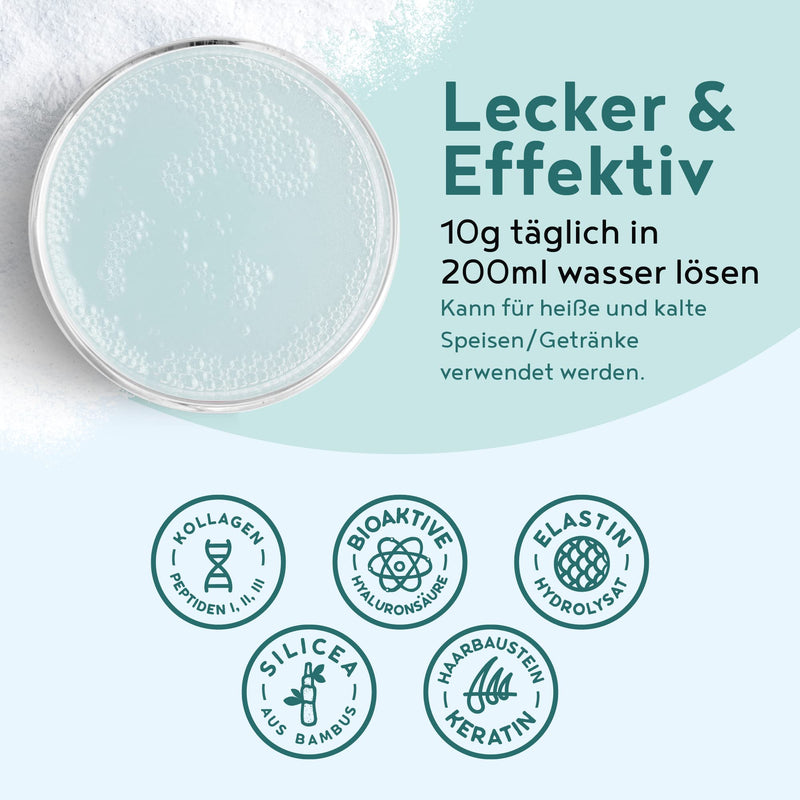 Structural Protein - Collagen Powder With Marine Elastin, Hyaluronic Acid, Keratin And Silicea - Collagen Hydrolysate Peptides Type I, Ii, Iii & Iv - Neutral In Taste - 400 G Collagen - NewNest Australia