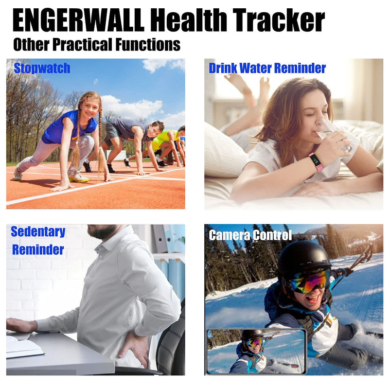 ENGERWALL Fitness Tracker with Step Counter /Calories /Stopwatch, Activity Tracker with Heart Rate Monitor, IP68, Health Tracker with Sleep Tracker, Smartwatch, Pedometer Watch for Women Men Kids Black - NewNest Australia