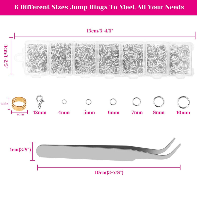 Jump Rings and Jewelry Pliers for Jewelry Making, Cridoz Jewelry Repair Kit with 1520Pcs Silver Jump Rings and 3Pcs Jewelry Pliers for Earrings, Necklaces, Rings, Bracelets and Jewelry Making Supplies - NewNest Australia