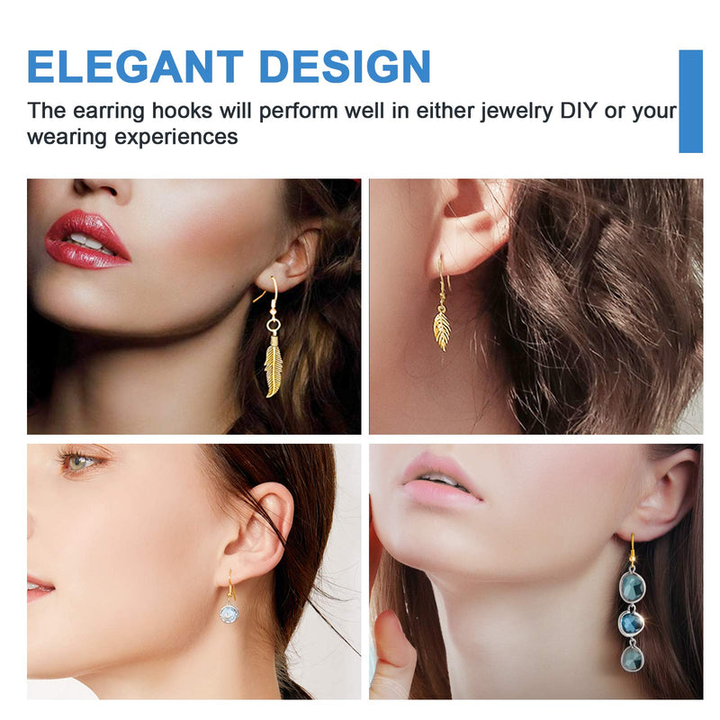 925 Sterling Gold Earring Hooks 120 PCS/60 Pairs, Ear Wires Fish Hooks, Hypo-allergenic Jewelry Findings Parts with 120 PCS Clear Silicone Earring Backs Stoppers for DIY Jewelry Making - NewNest Australia