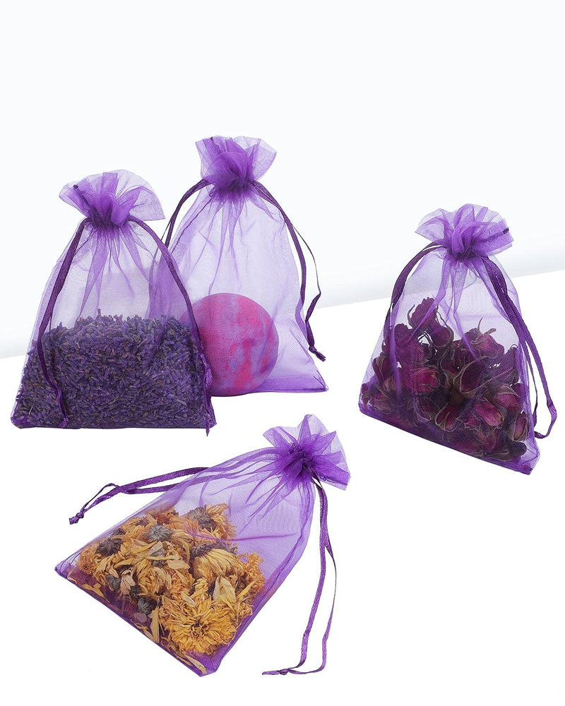 Kslong 100PCS Small Mesh Bags Drawstring 3x4,Sheer Organza Bags Drawstring for Jewelry, Mesh Party Wedding Favor Bags for Small Business,Candy,Bracelet Packaging,Empty Sachet Bags (Purple) Purple - NewNest Australia