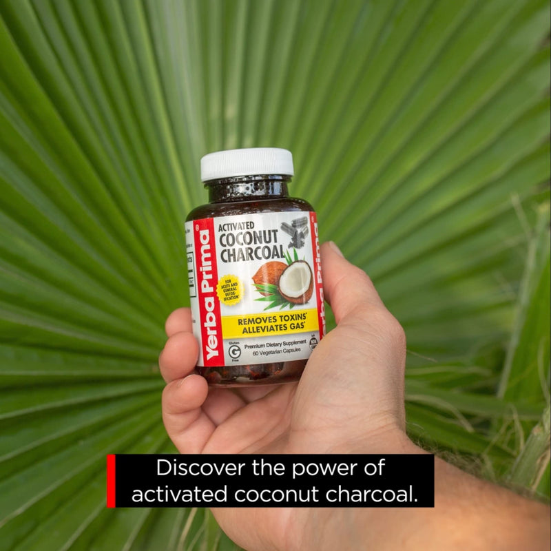 Yerba Prima Activated Coconut Charcoal, 60 Capsules - Natural Detox Cleanse - Vegetarian, Vegan, Gluten Free, Non GMO - NewNest Australia