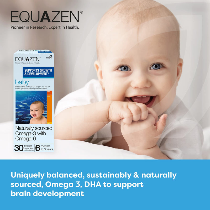 EQUAZEN Baby Capsules | Omega 3 & 6 Supplement | Supports Brain Function* | Formulated with baby in mind | Add to food/drink | Blend of DHA, EPA & GLA | Suitable from 6 months to 3 years | 30 capsules - NewNest Australia