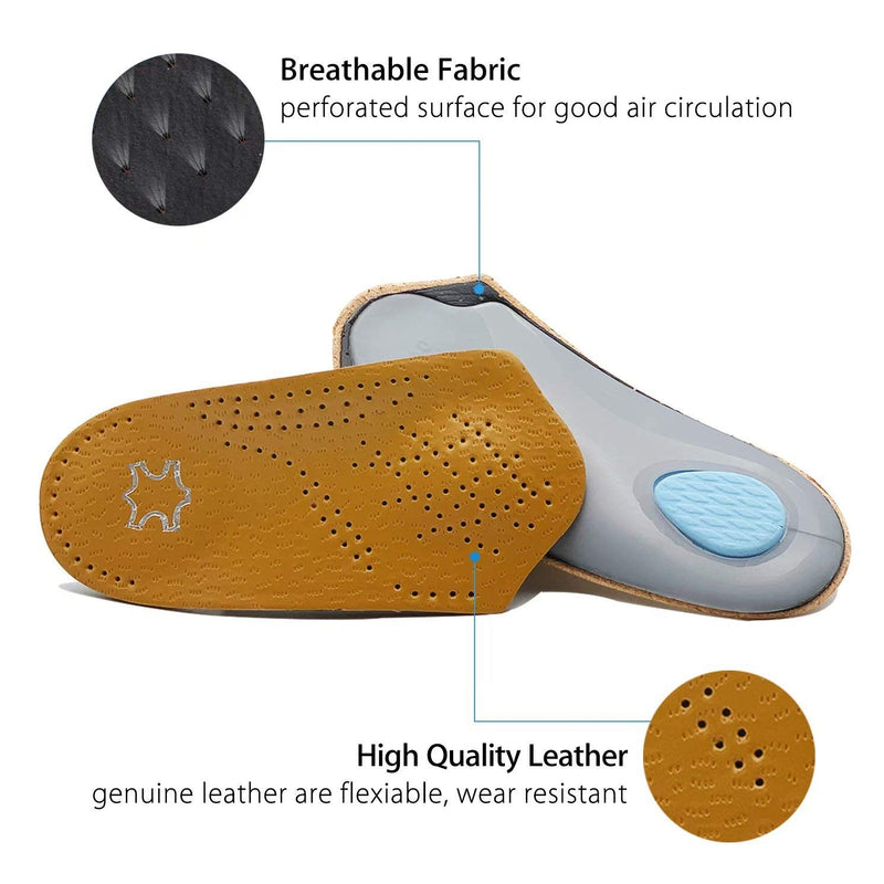 Orthotic Insoles 3/4 Length, Half Plantar Fasciitis Support with Metatarsal Pad Heel Cushion, Light Leather Foot Shoe Inserts for Women and Men, High Arch Support for Flat Feet Walking Exercising, M M| 7~8.5 UK - NewNest Australia