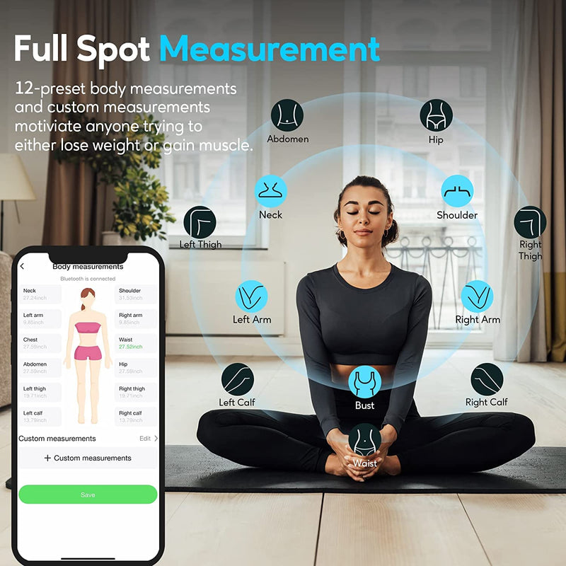 Arboleaf Smart Tape Measure Body with App, Bluetooth Measuring Tape for Body Measurements, Locking Mechanism, Retractable, Body Measuring Tape for