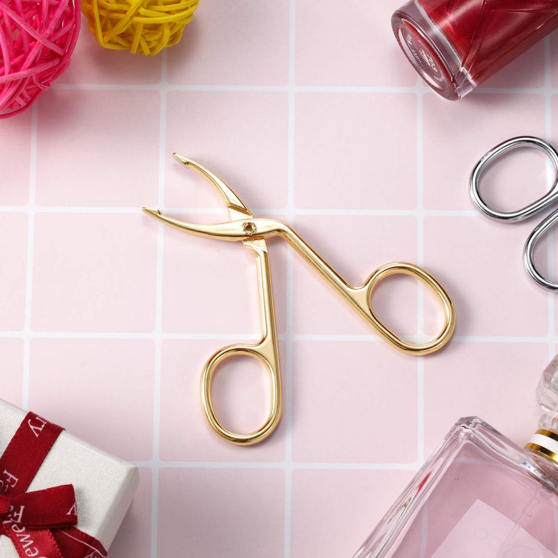 3 Packs Eyebrow Tweezers, Scissors Shaped Eyebrow Straight Tip Tweezers Clip, Flat Tip Tweezers Hair Plucker, Straight Tip Hairgripping Eyebrow (Gold Plated, 3 Packs) - NewNest Australia