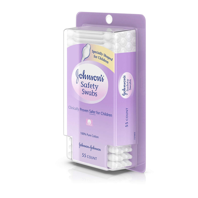 Johnson's 008256OurBundle Non-Chlorine Bleached Safety Ear Swabs for Babies and Children, 55 ct ( Pack of 2) - NewNest Australia