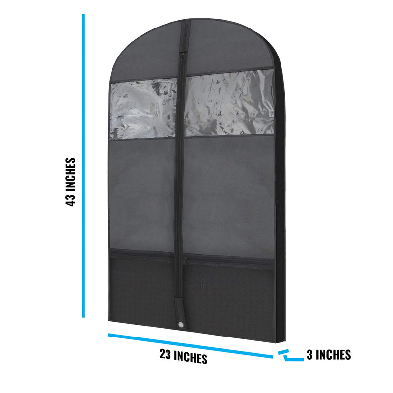 NewNest Australia - Plixio Gusseted Garment Bags Suit Bag for Travel and Clothing Storage of Dresses, Dress Shirts, Coats— Includes Zipper Pockets and Large Transparent Window (2 Pack: 43" x 24" x 3.4") 2 Pack: 43" x 24" x 3.4" 