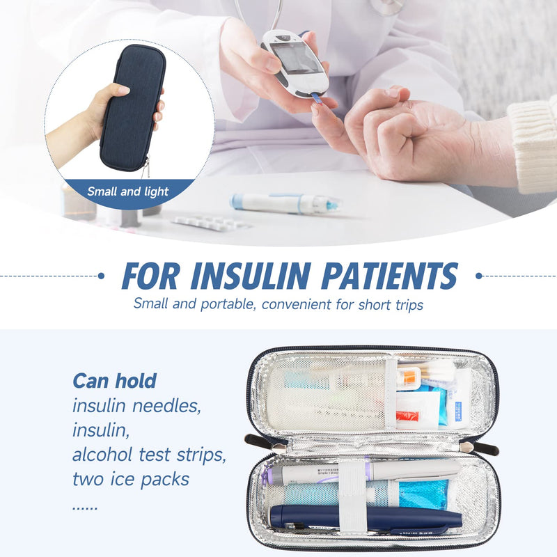 YOUSHARES Insulin Cooler Bag for Diabetes Medication - Practical Travel Bag for Insulin Pen, Syringes & Accessories (Navy Blue) Navy Blue - NewNest Australia
