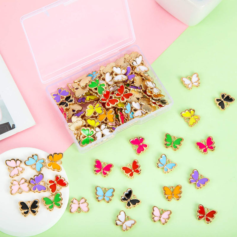 100 Pieces Colorful Butterfly Charms Enamel Butterfly Pendant Jewelry Butterfly Charm Alloy Butterfly Jewelry Charm for Necklace Bracelet Earrings DIY Supplies - NewNest Australia