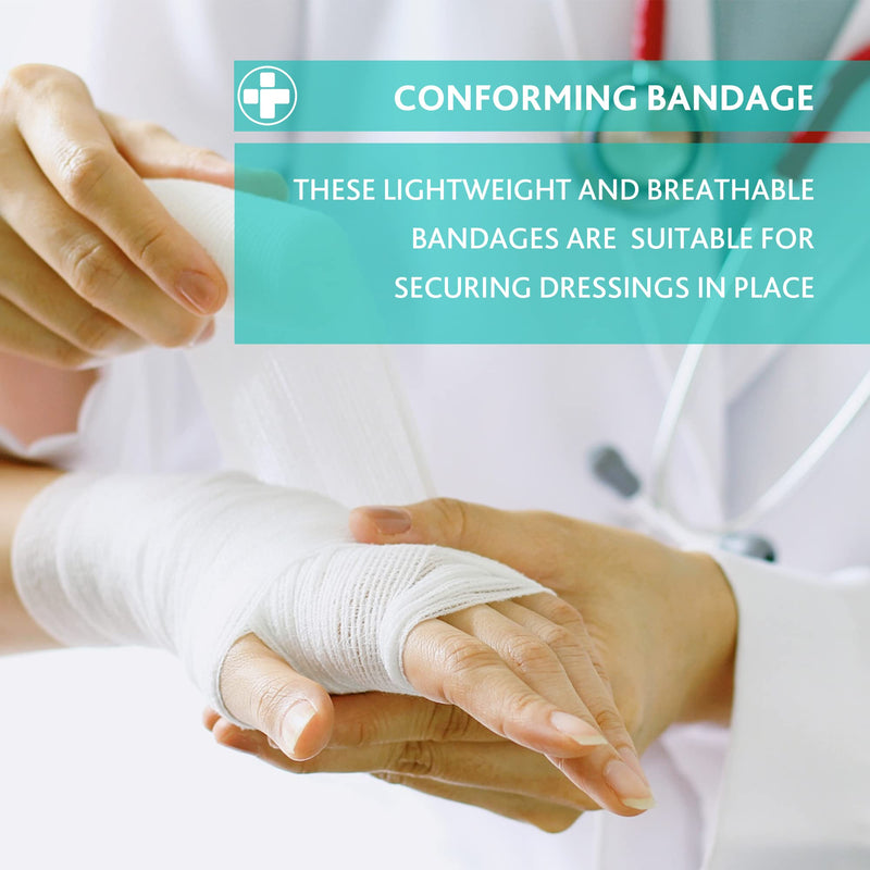 Reliform White, Soft, Comfortable, And High Absorbency Conforming Retention Bandage Designed To Secure Dressing And Wounds. First Aid Bandages For Wound Covering - (5cm X 4m ) Pack Of 10 - NewNest Australia