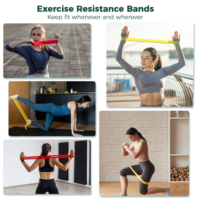 5 Exercise Bands Resistance Bands Set Elastic Bands Workout Loop Band of 5, 100% Natural Latex, for Men Women for Fitness Chest Expanding Arm Leg Yoga Pilates Physio Therapy Rehabilitation Mixed - NewNest Australia