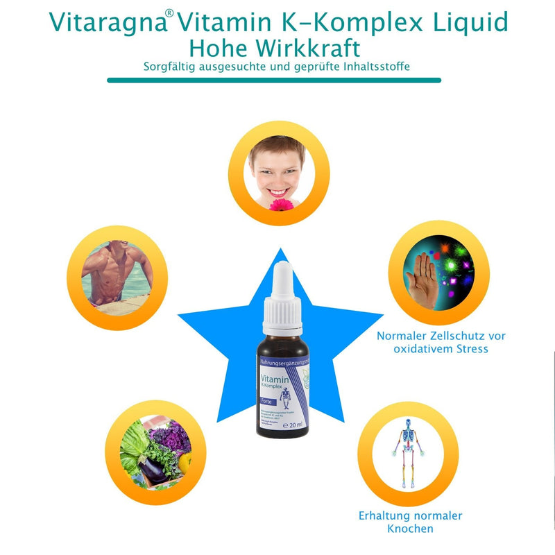 VITARAGNA Vitamin K2 Forte drops liquid, K1 and K2 K complex - Menaquinone MK7, high-dose liquid dissolved in MCT oil and bioactive MK-7 form, 20 ml - NewNest Australia