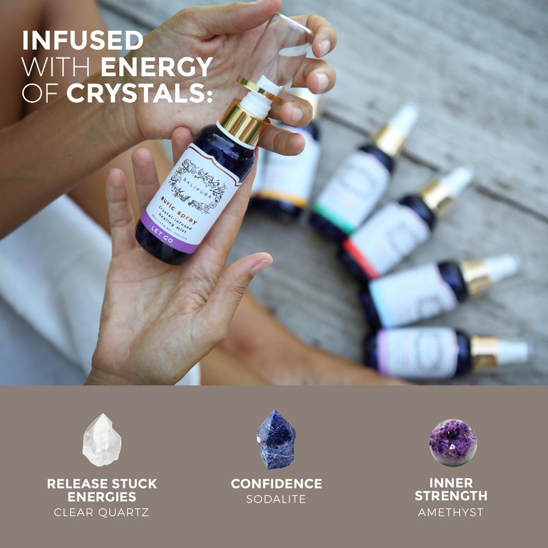 BALIPURA - Healing Crystals Auric blends of essential oils of cinnamon and grapefruit, amethyst, sodalite & clear quartz. "Let Go" Aura Mist Handmade in Bali, 100ml Let go - NewNest Australia